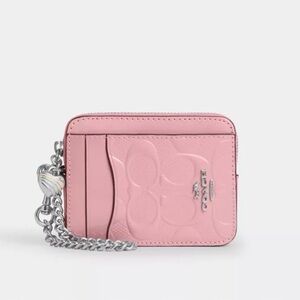 Coach Light Pink zip Card Case